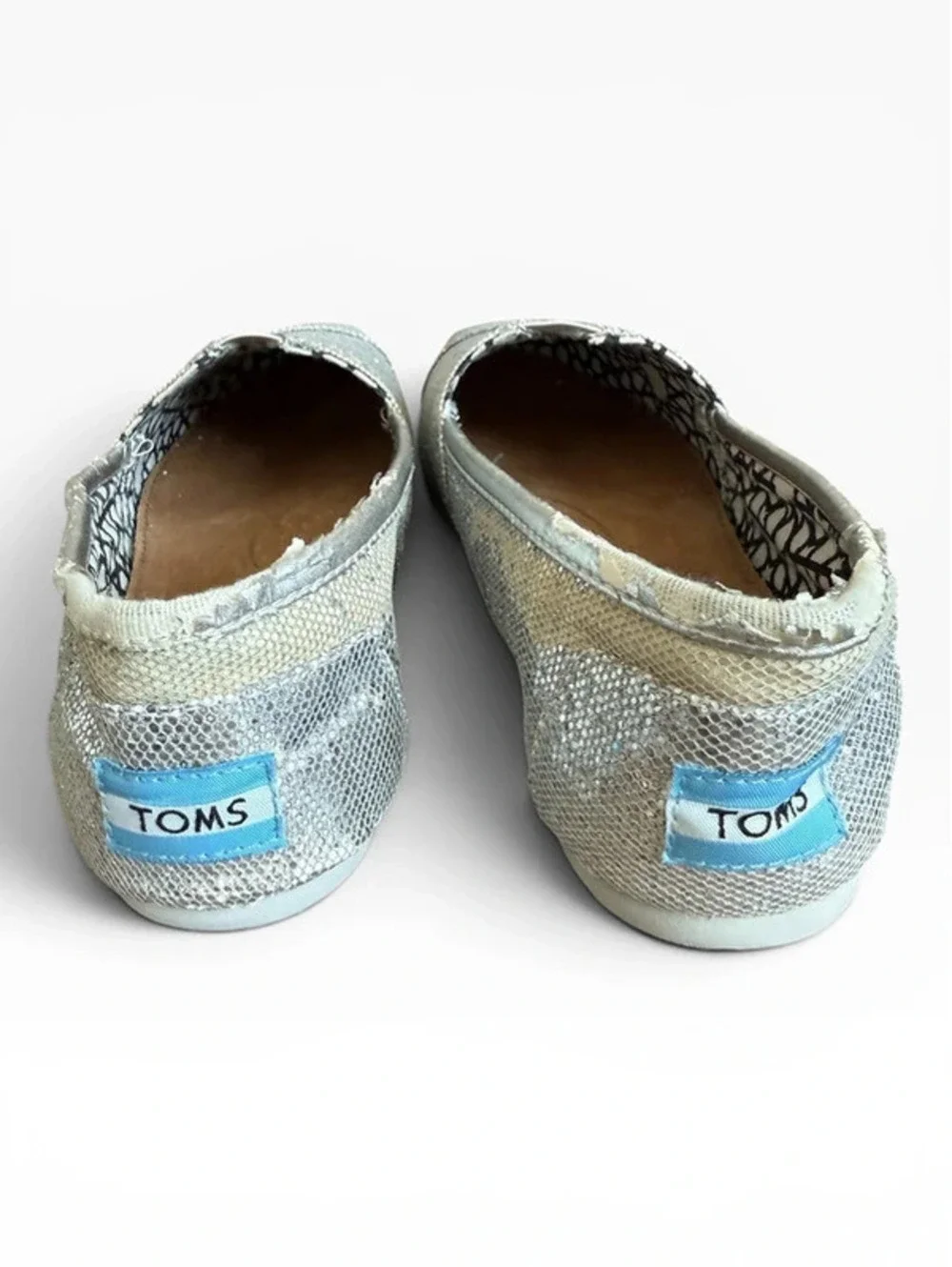 Silver Glitter Toms Size 8 New AS IS
